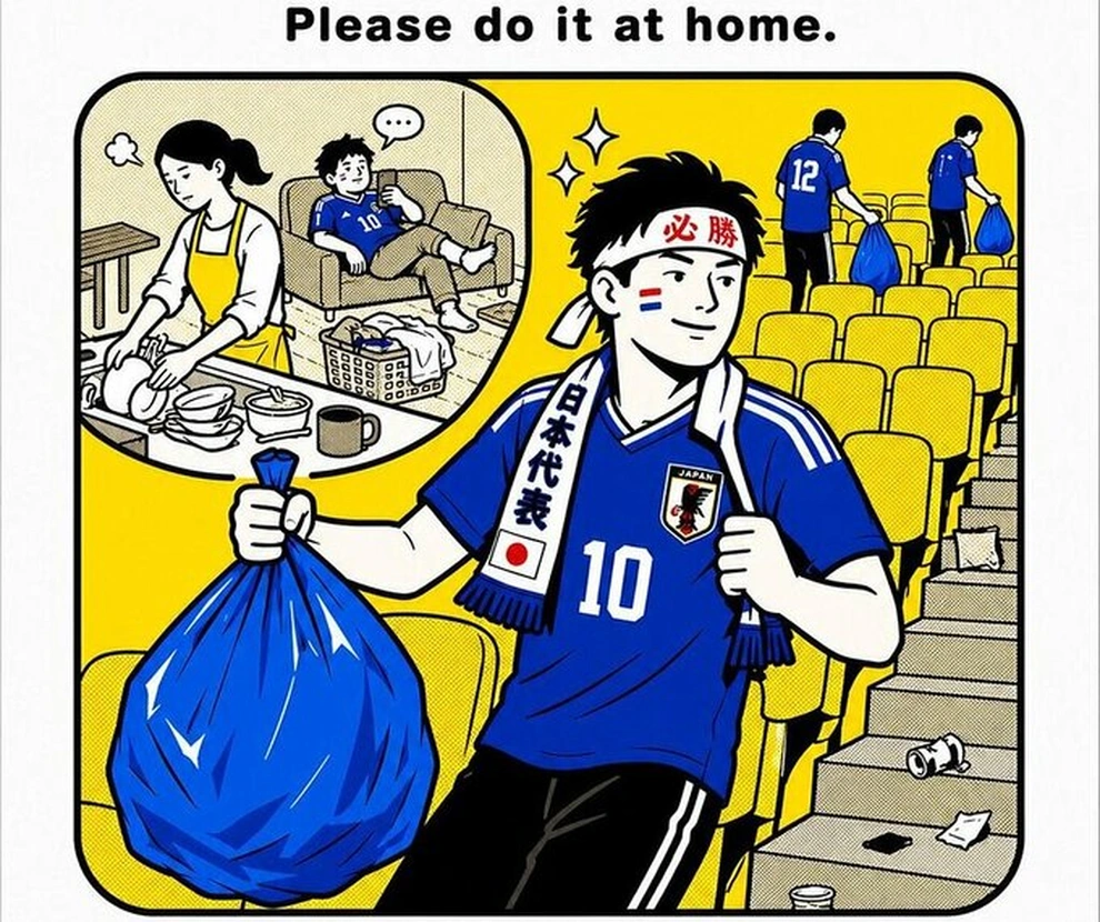 CĐV nam Nhật Bản bị chê chăm nhặt rác ở World Cup nhưng lười làm việc nhà - 2